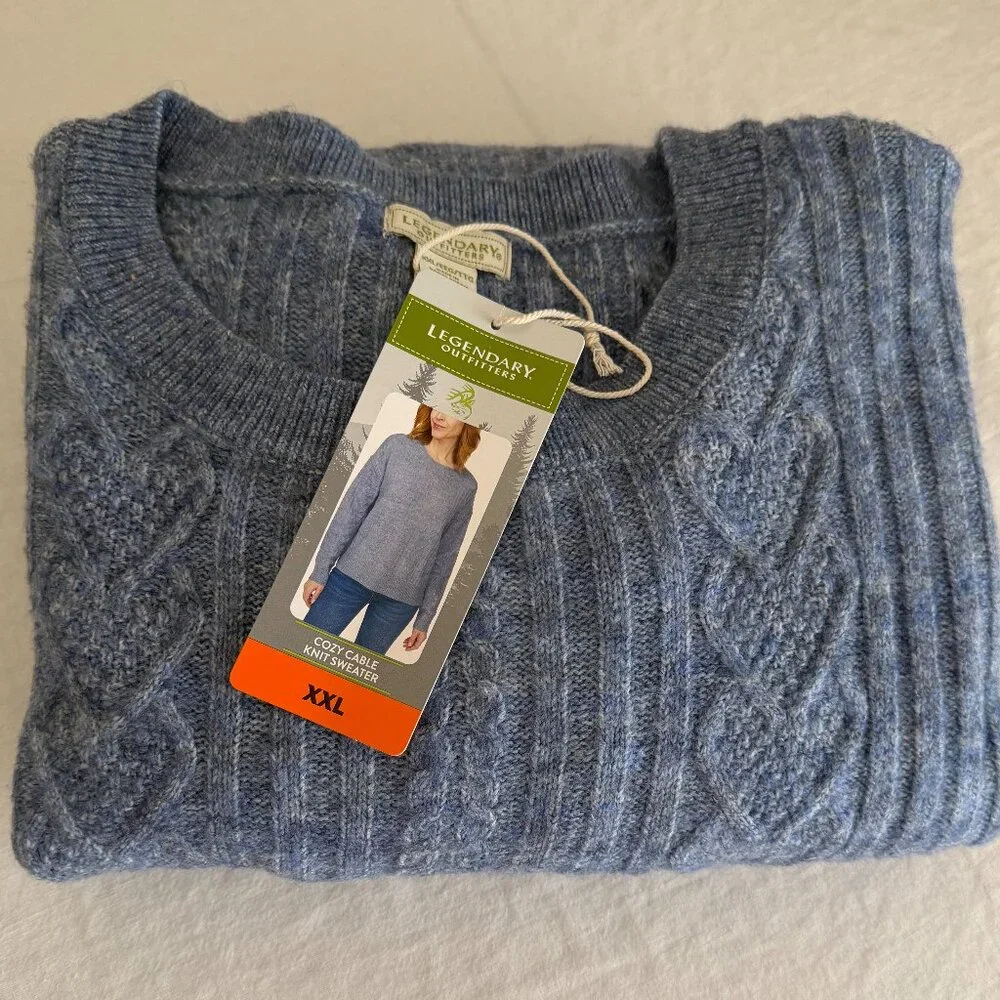 Legendary Outfitters Women's Cable Knit Sweater Size XXL Blue Heather Cozy Soft